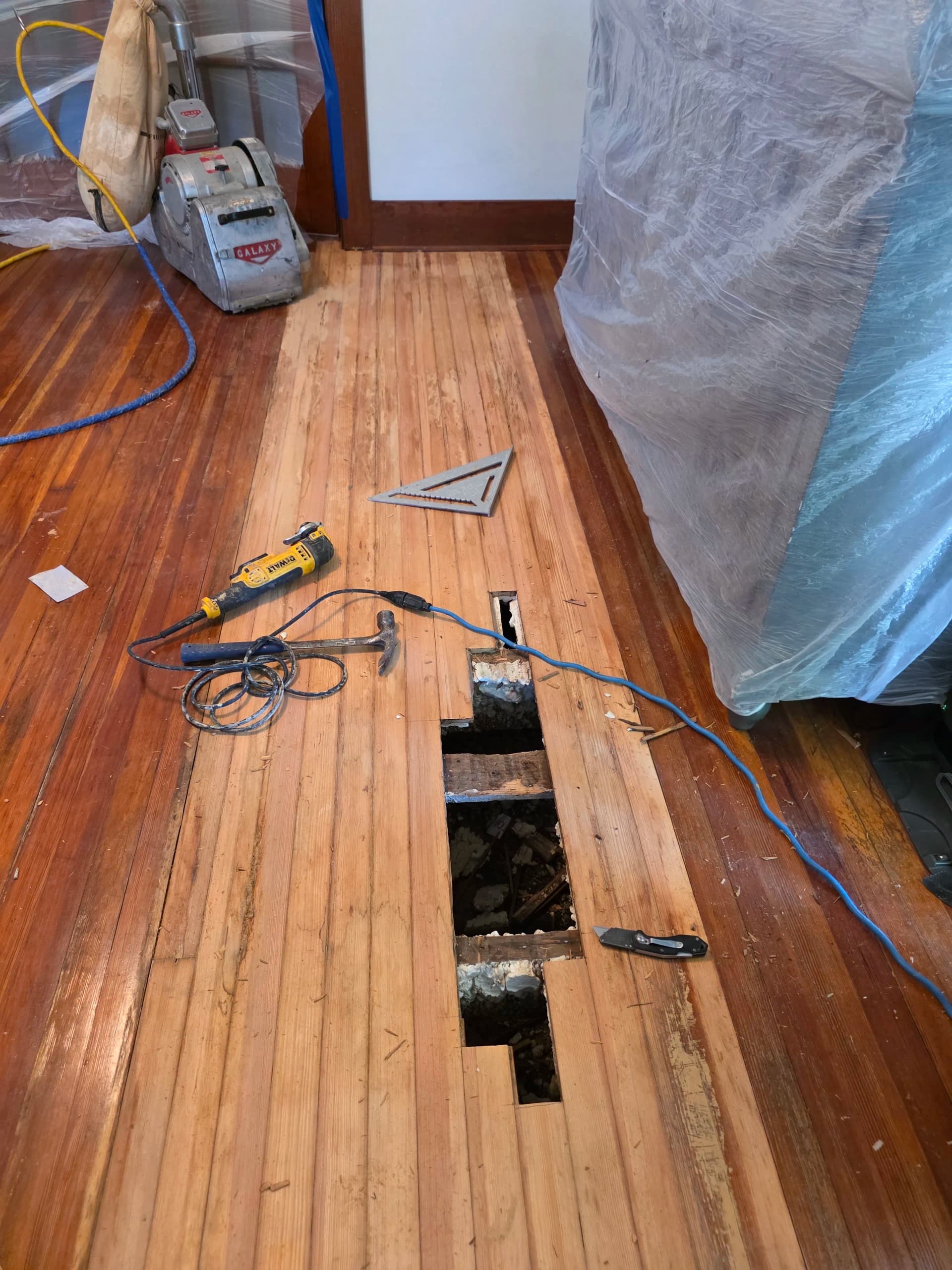 Gallery photos for Old Hardwood Floor Patch, Sand and Stain in Grapevine: Image #4